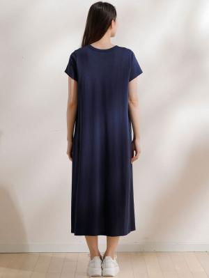 マタニティ ワンピース|コットン100%Aライン半袖ワンピース(レギュラー丈) マタニティ・授乳服【出産後も長く使える】