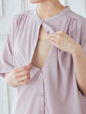 マタニティ トップス|バンドカラーシャツ　マタニティ・授乳服【出産後も長く使える】