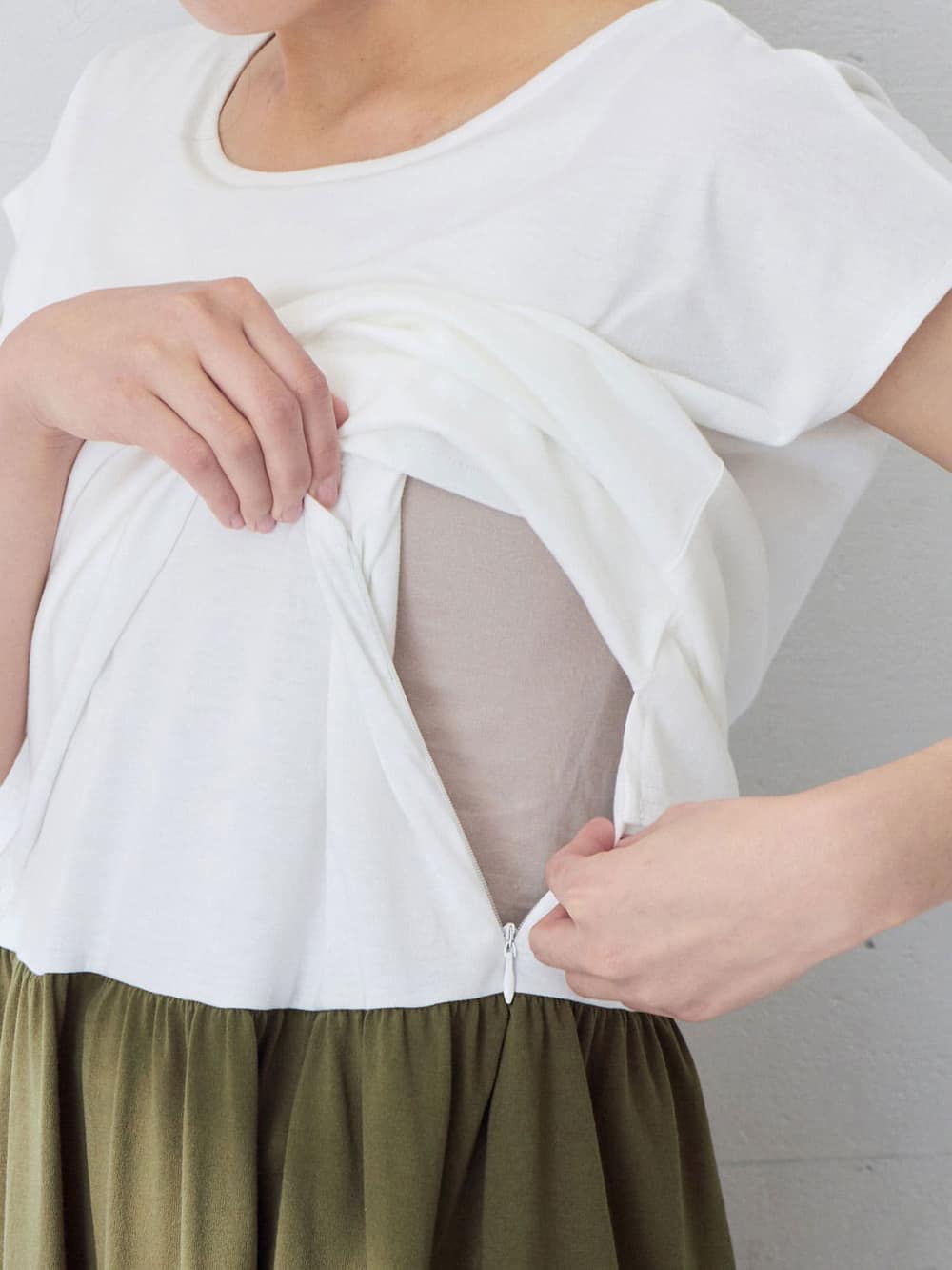マタニティ ワンピース|【制菌・防臭加工】天竺カットソーレイヤードワンピース マタニティ・授乳服【出産後も長く使える】