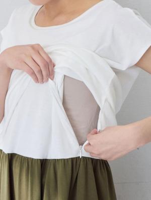 マタニティ ワンピース|【制菌・防臭加工】天竺カットソーレイヤードワンピース マタニティ・授乳服【出産後も長く使える】