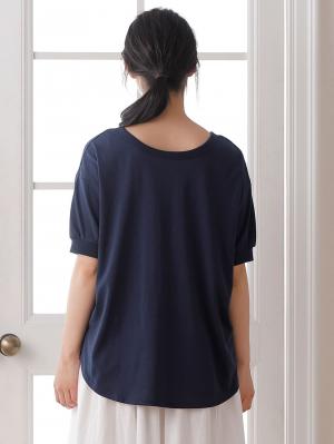 マタニティ トップス|【制菌・防臭加工】前後2WAY天竺カットソーヘンリーネックＴシャツ　マタニティ・授乳服【出産後も長く使える】