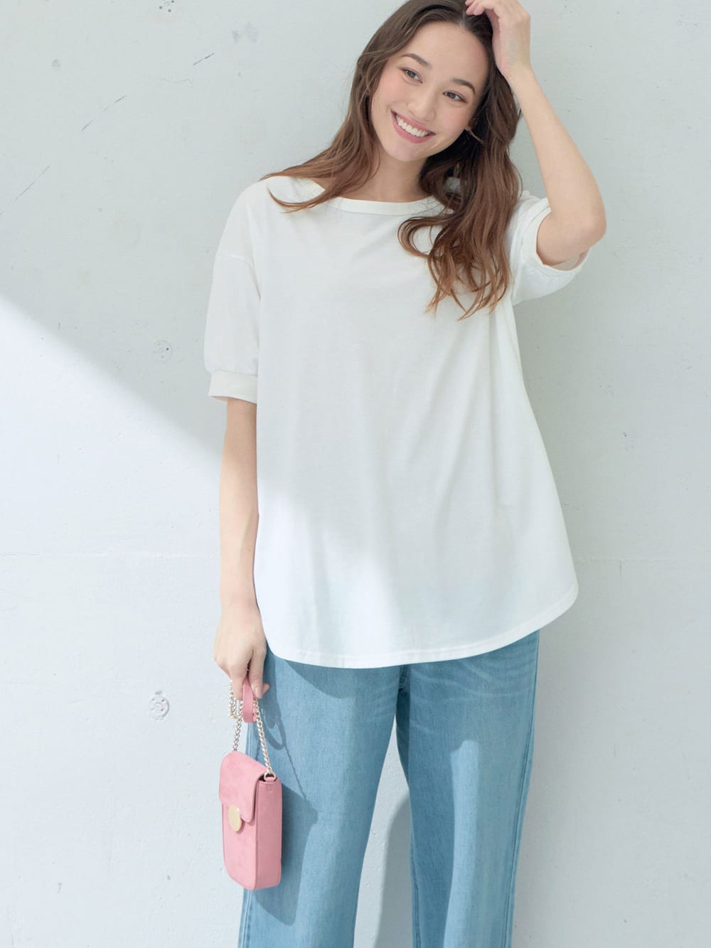 マタニティ トップス|【制菌・防臭加工】前後2WAY天竺カットソーヘンリーネックＴシャツ　マタニティ・授乳服【出産後も長く使える】