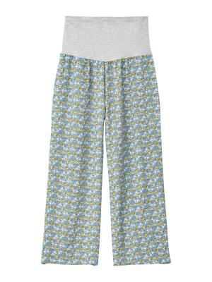 マタニティ パンツ|【マタニティ・産後対応】らくちんリラックスプリントストレートパンツ【出産後も長く使える】|ブルー