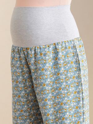 マタニティ パンツ|【マタニティ・産後対応】らくちんリラックスプリントストレートパンツ【出産後も長く使える】