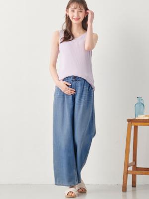 マタニティ トップス|【親子コーデ可】リブテレコベーシックタンクトップ マタニティ・授乳服【出産後も長く使える】|ラベンダー