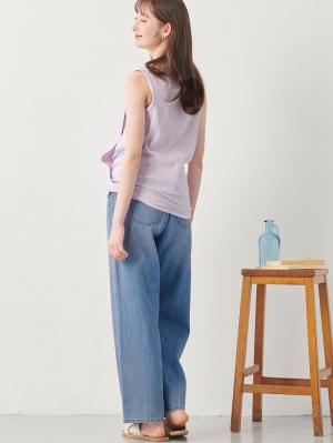 マタニティ トップス|【親子コーデ可】リブテレコベーシックタンクトップ マタニティ・授乳服【出産後も長く使える】|ラベンダー