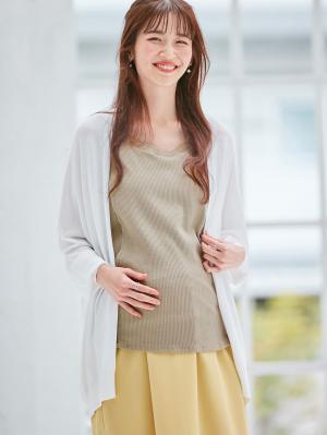 マタニティ トップス|【親子コーデ可】リブテレコベーシックタンクトップ マタニティ・授乳服【出産後も長く使える】|グレージュ