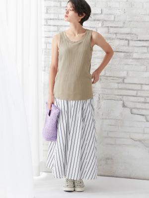 マタニティ トップス|【親子コーデ可】リブテレコベーシックタンクトップ マタニティ・授乳服【出産後も長く使える】|グレージュ