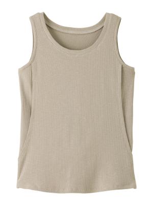 マタニティ トップス|【親子コーデ可】リブテレコベーシックタンクトップ マタニティ・授乳服【出産後も長く使える】|グレージュ