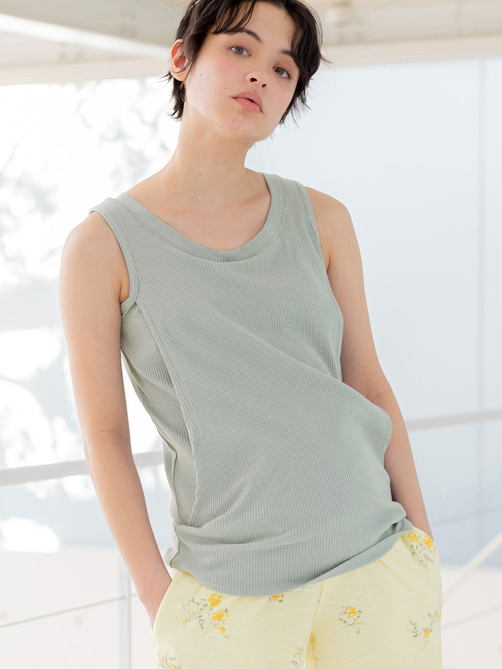 親子コーデ可】リブテレコベーシックタンクトップ マタニティ・授乳服【出産後も長く使える】 マタニティ トップス(品番：29991)  ｜マタニティウェア・授乳服通販｜ エンジェリーベ 公式