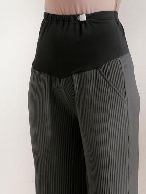 マタニティ パンツ|【マタニティ・産後対応】フリーカットできるリブフレアパンツ【出産後も長く使える】