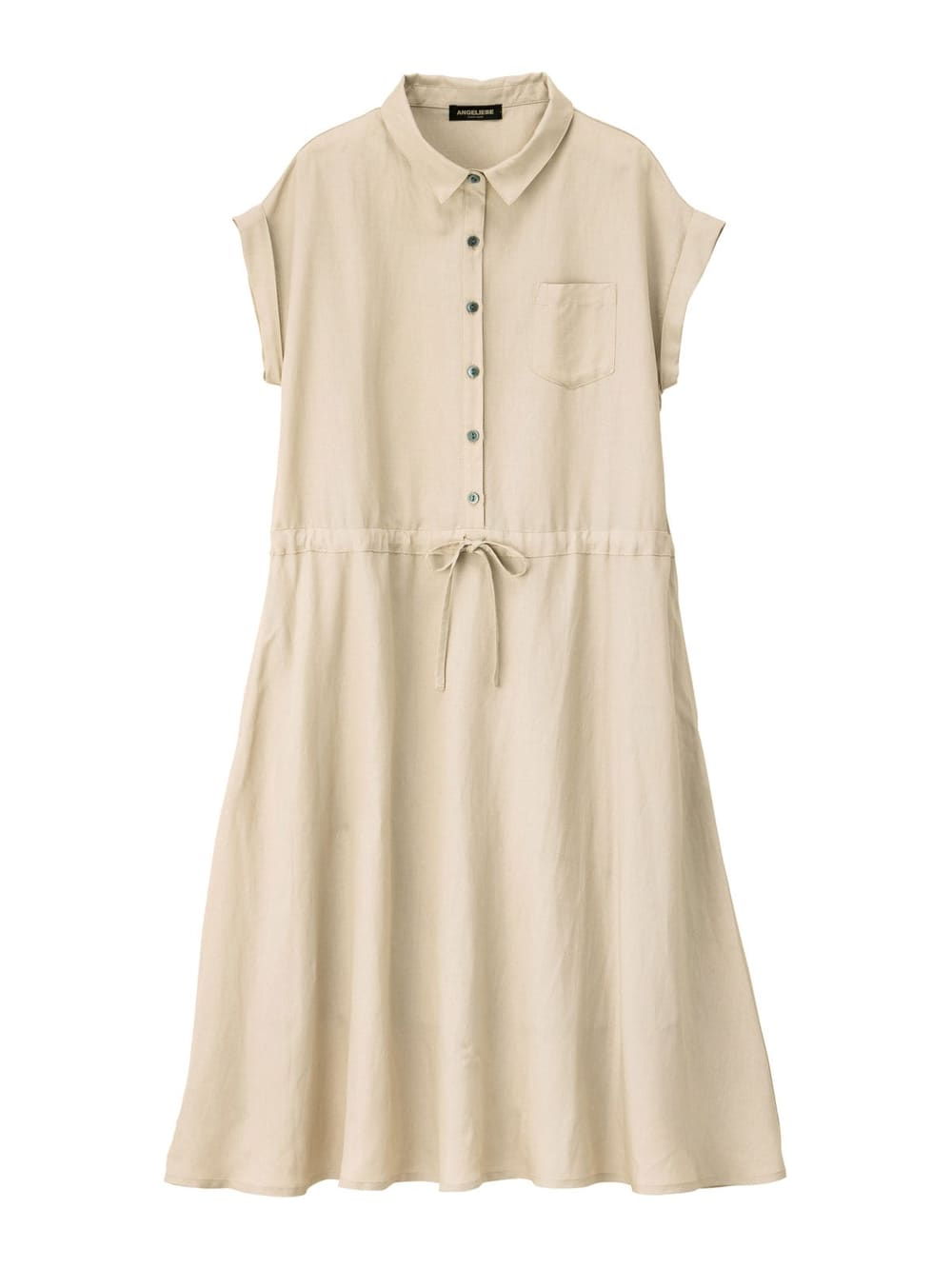 【使ってない】マタニティ　オフィス　通勤服|テンセル麻前開きシャツワンピース　マタニティ・授乳服【出産後も長く使える】|ベージュ