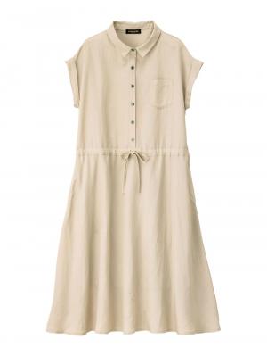 【使ってない】マタニティ　オフィス　通勤服|テンセル麻前開きシャツワンピース　マタニティ・授乳服【出産後も長く使える】|ベージュ