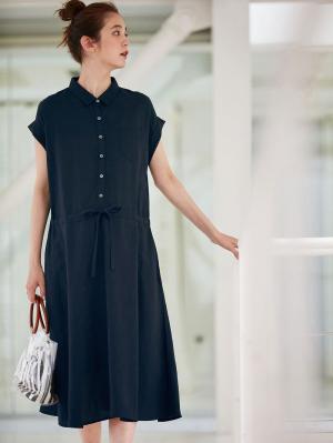 マタニティ オフィス 通勤服 出産後も長く使える テンセル麻前開きシャツワンピース マタニティ 授乳服 マタニティウェア 授乳服通販 エンジェリーベ 公式