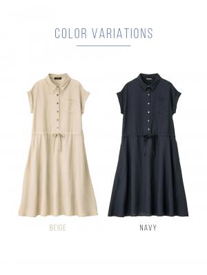 【使ってない】マタニティ　オフィス　通勤服|テンセル麻前開きシャツワンピース　マタニティ・授乳服【出産後も長く使える】