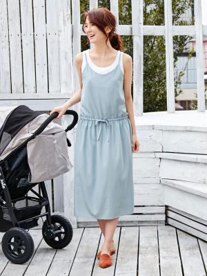 授乳ワンピース|【マタニティ・授乳服】キャミワンピース　産後・授乳服
