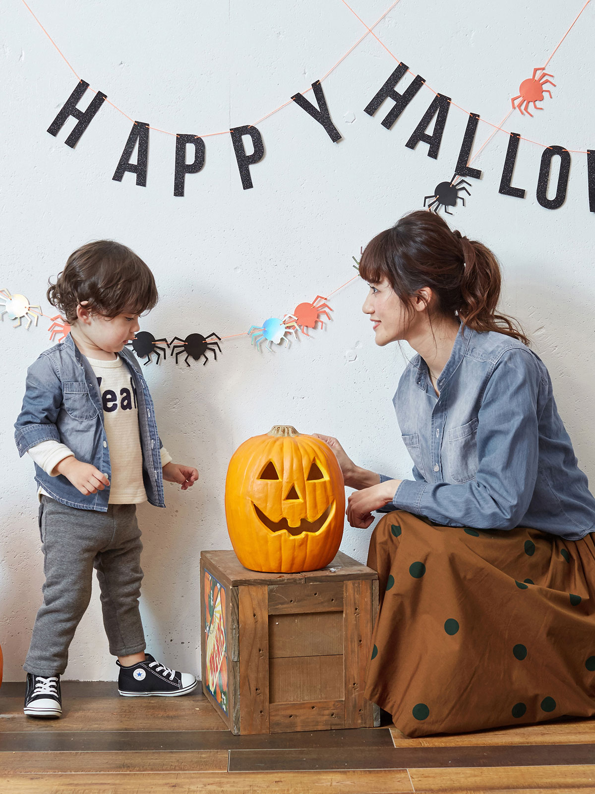 マタニティ スカート|Caldia（カルディア）ランダムドットスカート【親子コーデ可】【出産後も長く使える】