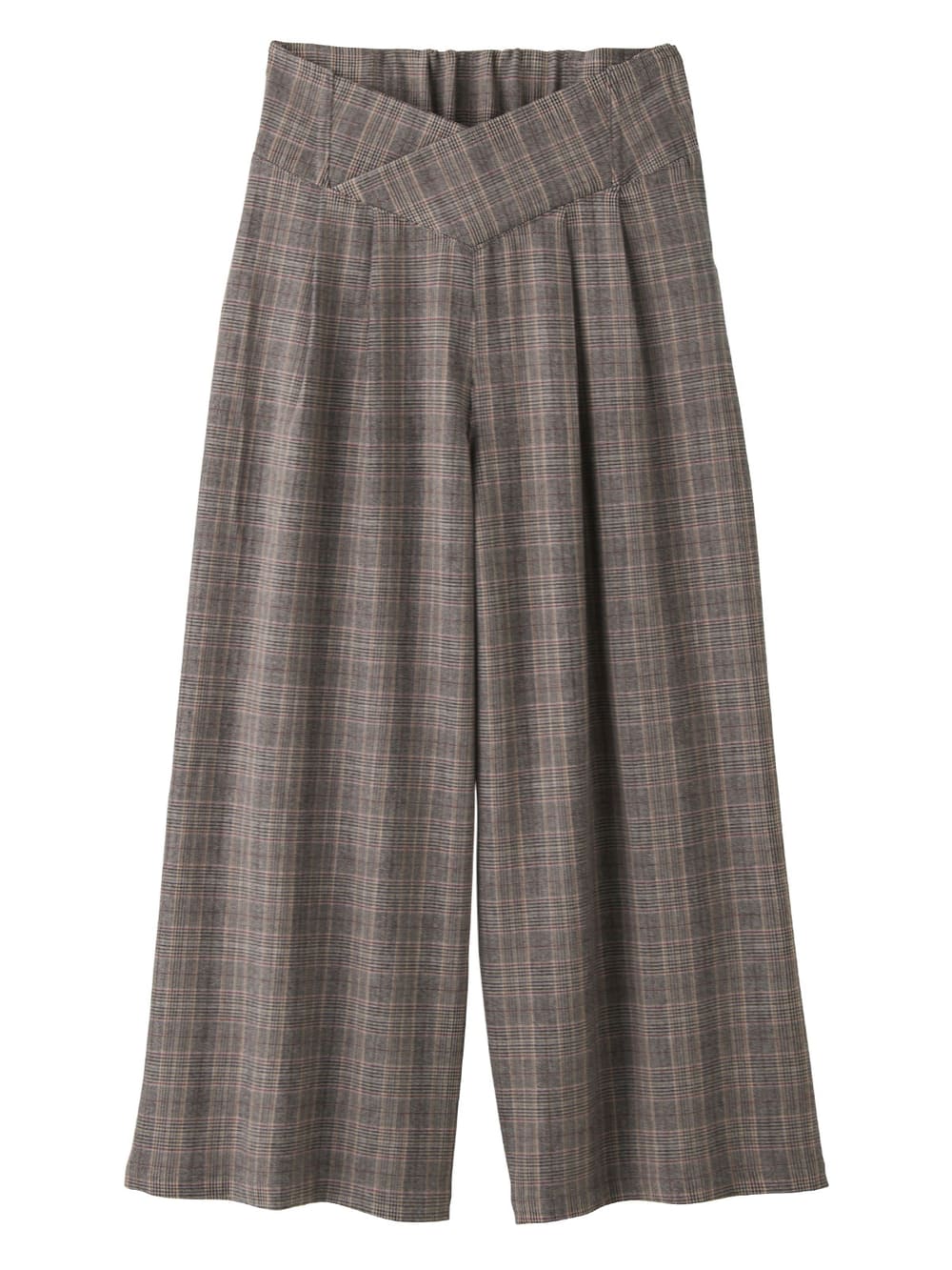 マタニティ パンツ|【産後用】ママと開発した産後サポートVパンツタックワイド|グレンチェック