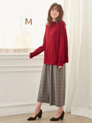 マタニティ パンツ|【産後用】ママと開発した産後サポートVパンツタックワイド|グレンチェック