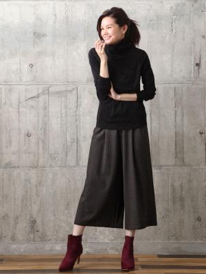 マタニティ パンツ|【産後用】ママと開発した産後サポートVパンツタックワイド|ウィンドウペンチェック