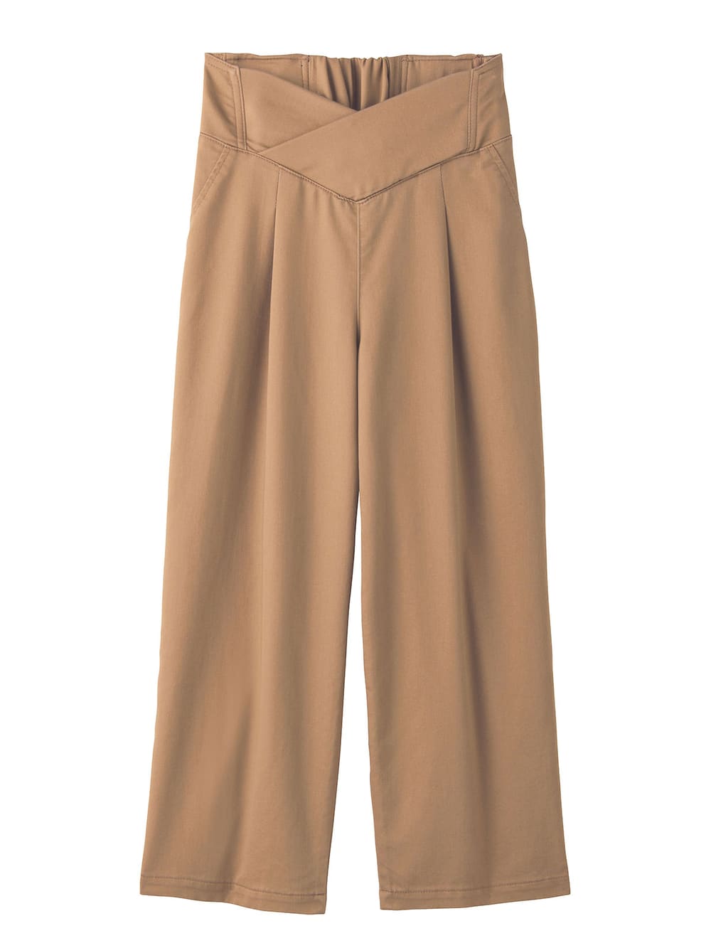 マタニティ パンツ|【産後専用】ママと開発した産後サポートVパンツタックストレート|キャメル