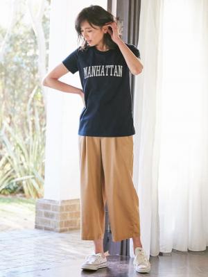 マタニティ パンツ|【産後専用】ママと開発した産後サポートVパンツタックストレート|キャメル