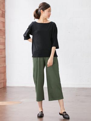 マタニティ パンツ|【産後専用】ママと開発した産後サポートVパンツタックストレート|カーキ