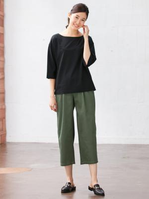 マタニティ パンツ|【産後専用】ママと開発した産後サポートVパンツタックストレート|カーキ