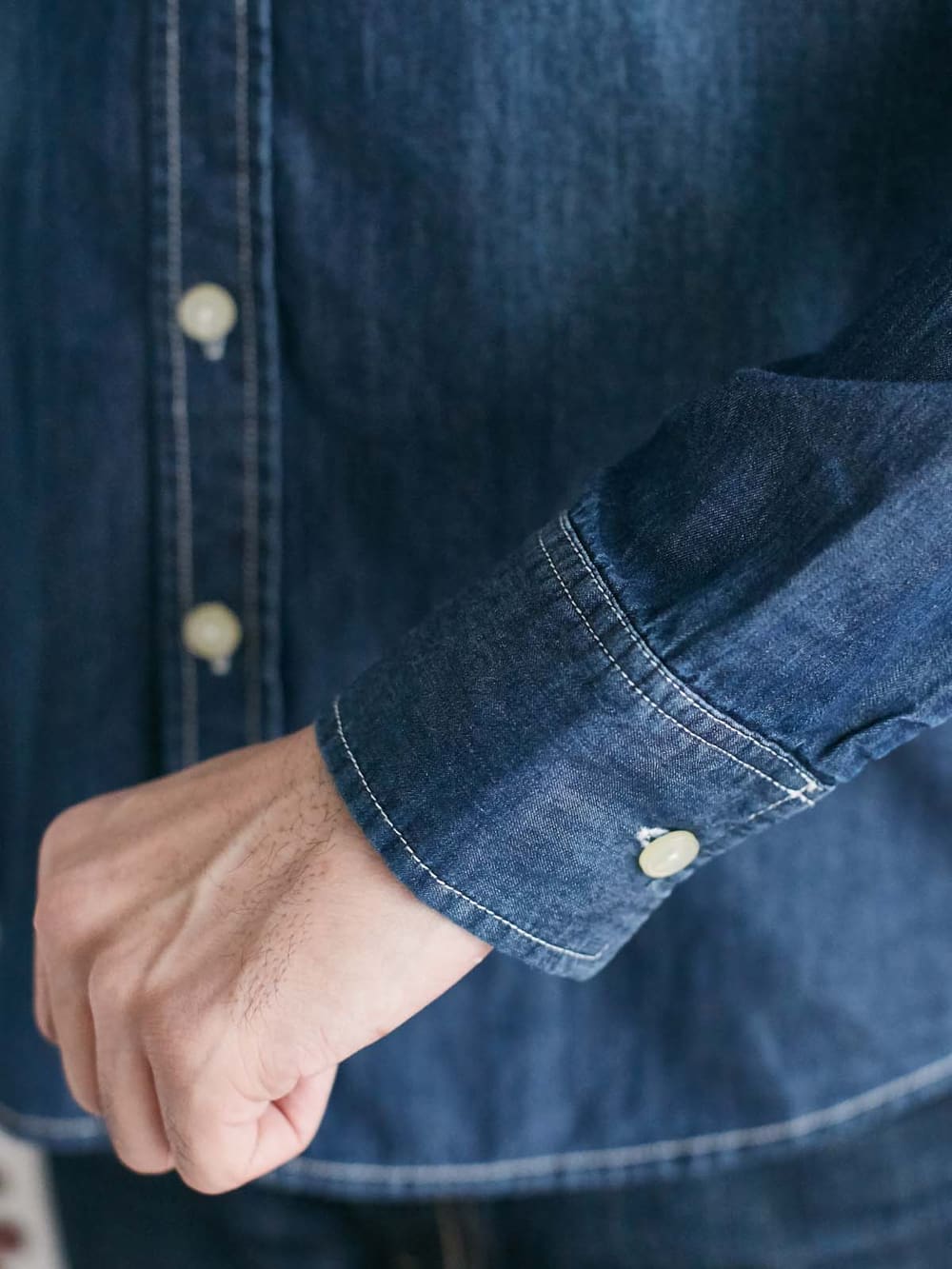 ベビートップス|CLOUDY FINE LATER（クラウディファインレター）デニムスタンドカラーシャツforPAPA