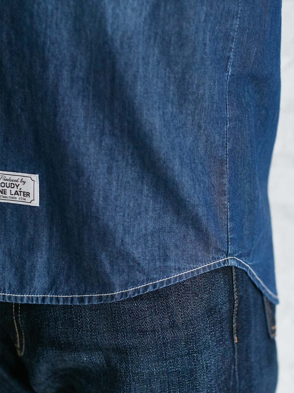 ベビートップス|CLOUDY FINE LATER（クラウディファインレター）デニムスタンドカラーシャツforPAPA