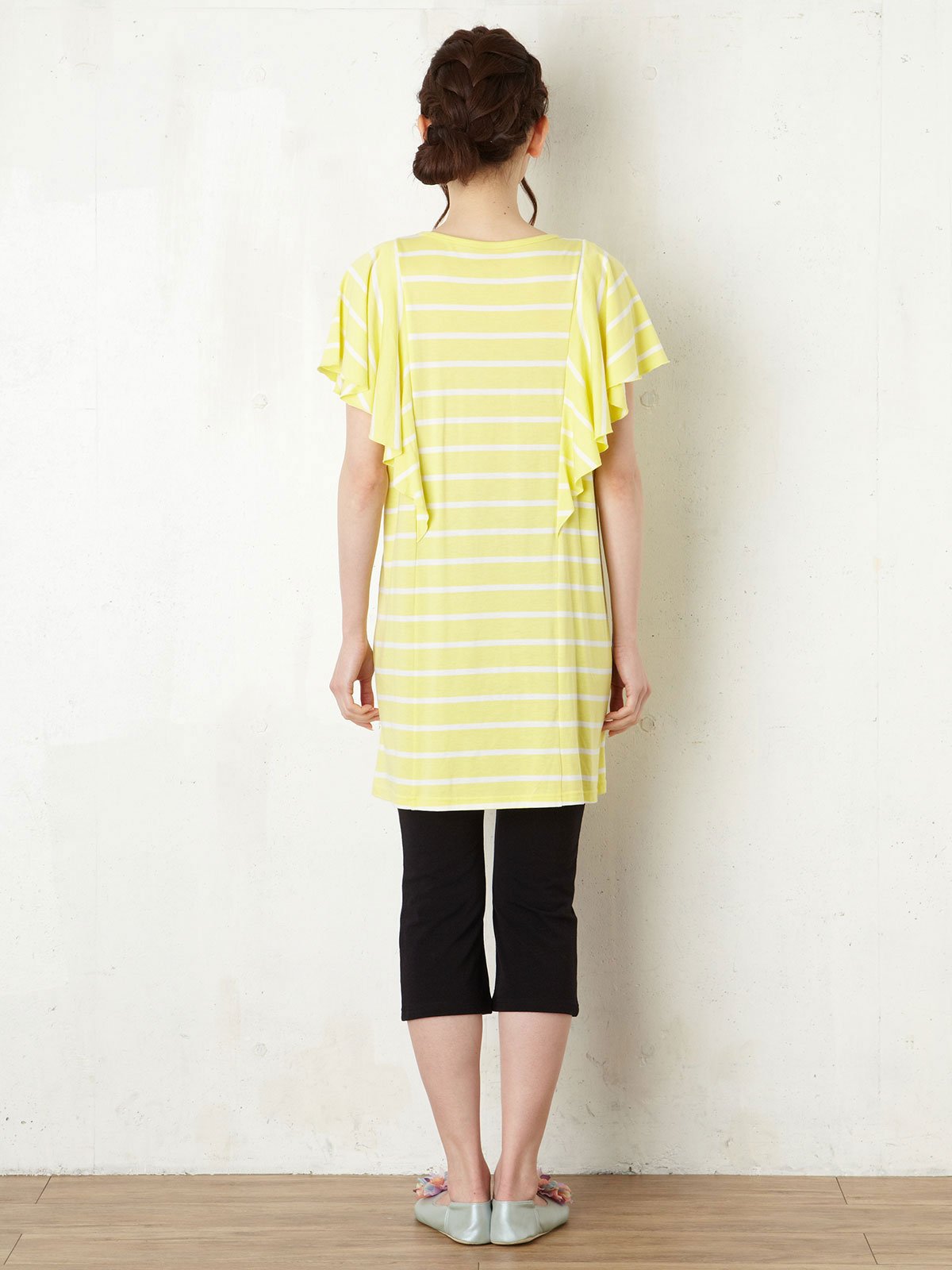 マタニティ パジャマ・ルームウェア|【産後授乳服】バタフライスリーブトップス＆クロップドパンツパジャマ