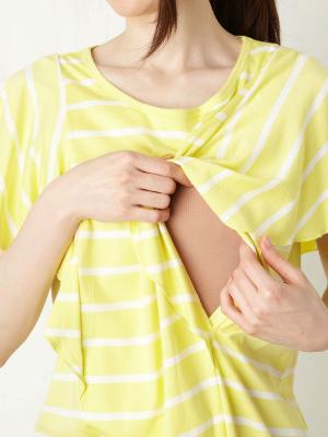 マタニティ パジャマ・ルームウェア|【産後授乳服】バタフライスリーブトップス＆クロップドパンツパジャマ