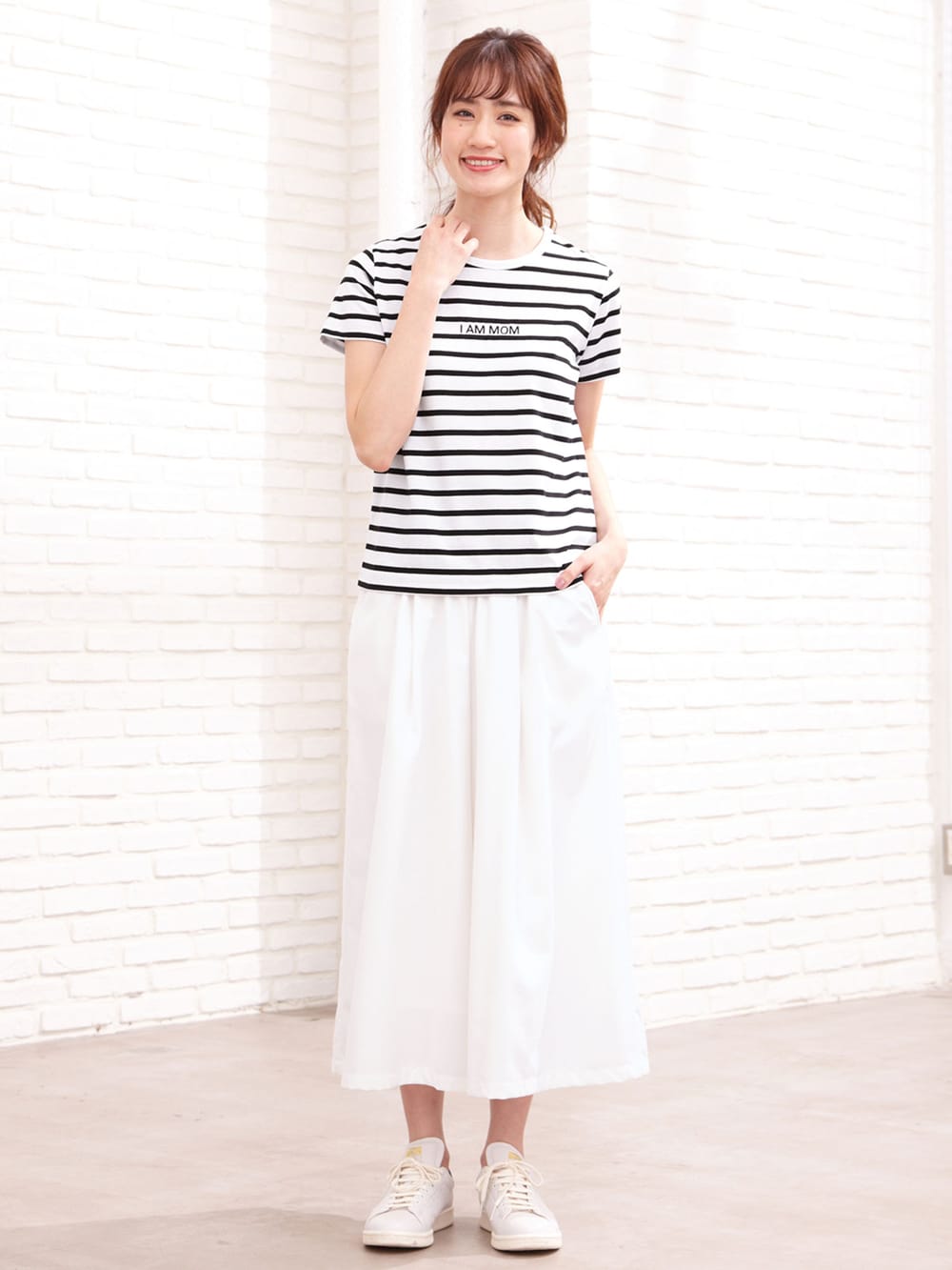 マタニティ トップス|【パパ・ママ・ベビー3点セット】Tシャツセット|オフ×ブラック