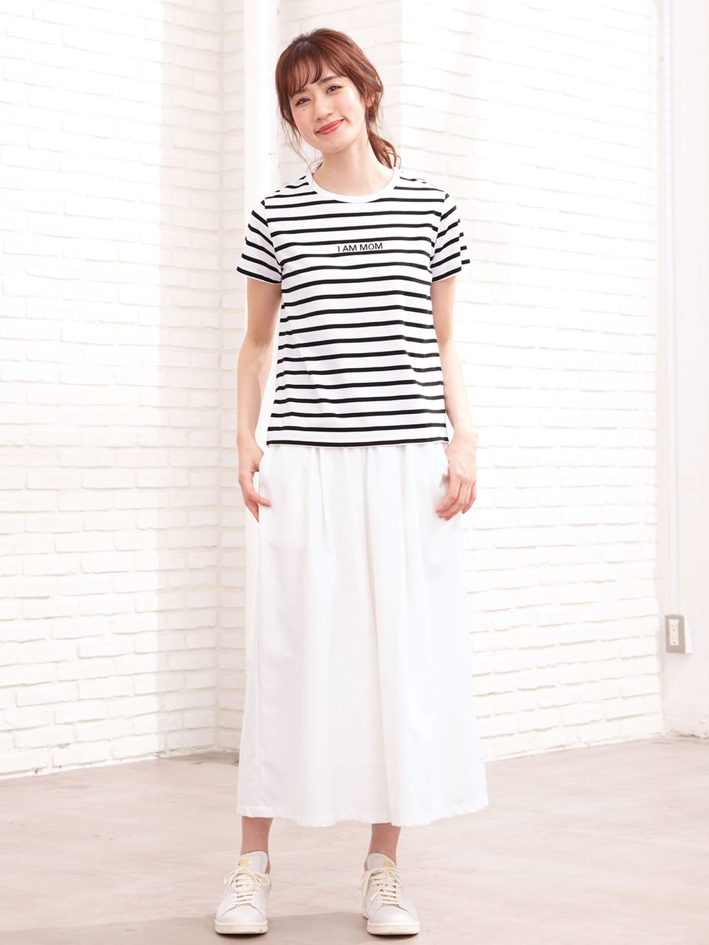 マタニティ トップス|【パパ・ママ・ベビー3点セット】Tシャツセット|オフ×ブラック