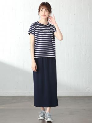 マタニティ トップス|【パパ・ママ・ベビー3点セット】Tシャツセット|ネイビー×オフ