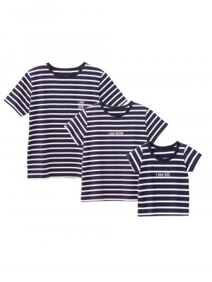 マタニティ トップス|【パパ・ママ・ベビー3点セット】Tシャツセット|ネイビー×オフ