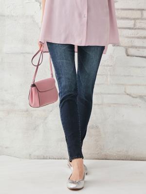 マタニティ パンツ|【産後用】ママと開発した産後サポートVパンツハイストレッチスキニー|ネイビー