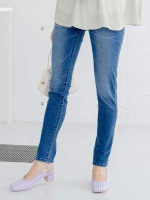 マタニティ パンツ|【産後用】ママと開発した産後サポートVパンツハイストレッチスキニー|ブルー