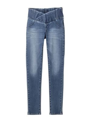 マタニティ パンツ|【産後用】ママと開発した産後サポートVパンツハイストレッチスキニー|ブルー