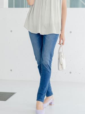 マタニティ パンツ|【産後用】ママと開発した産後サポートVパンツハイストレッチスキニー|ブルー