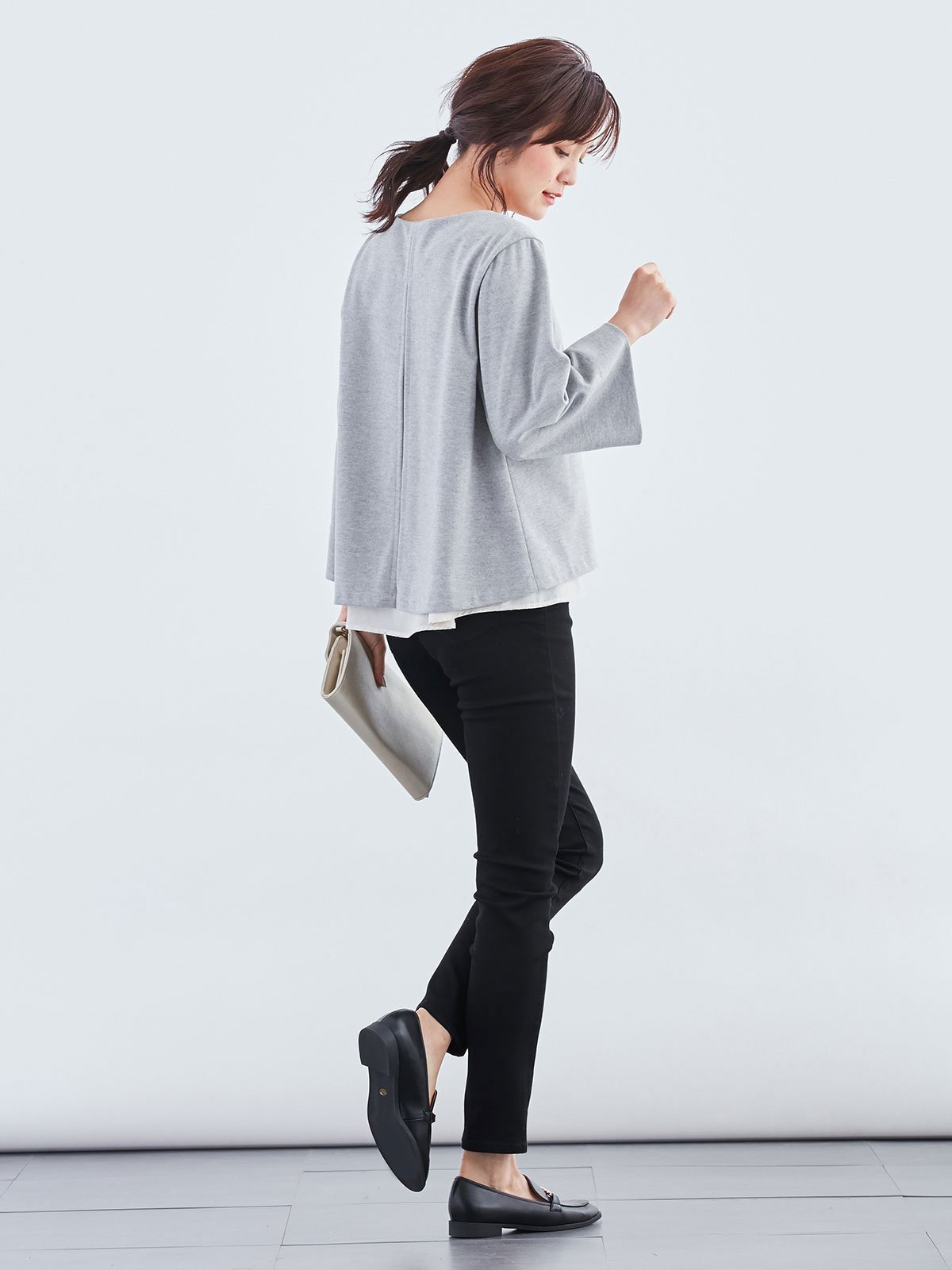 マタニティ パンツ|【産後用】ママと開発した産後サポートVパンツハイストレッチスキニー|ブラック