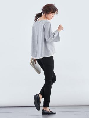 マタニティ パンツ|【産後用】ママと開発した産後サポートVパンツハイストレッチスキニー|ブラック