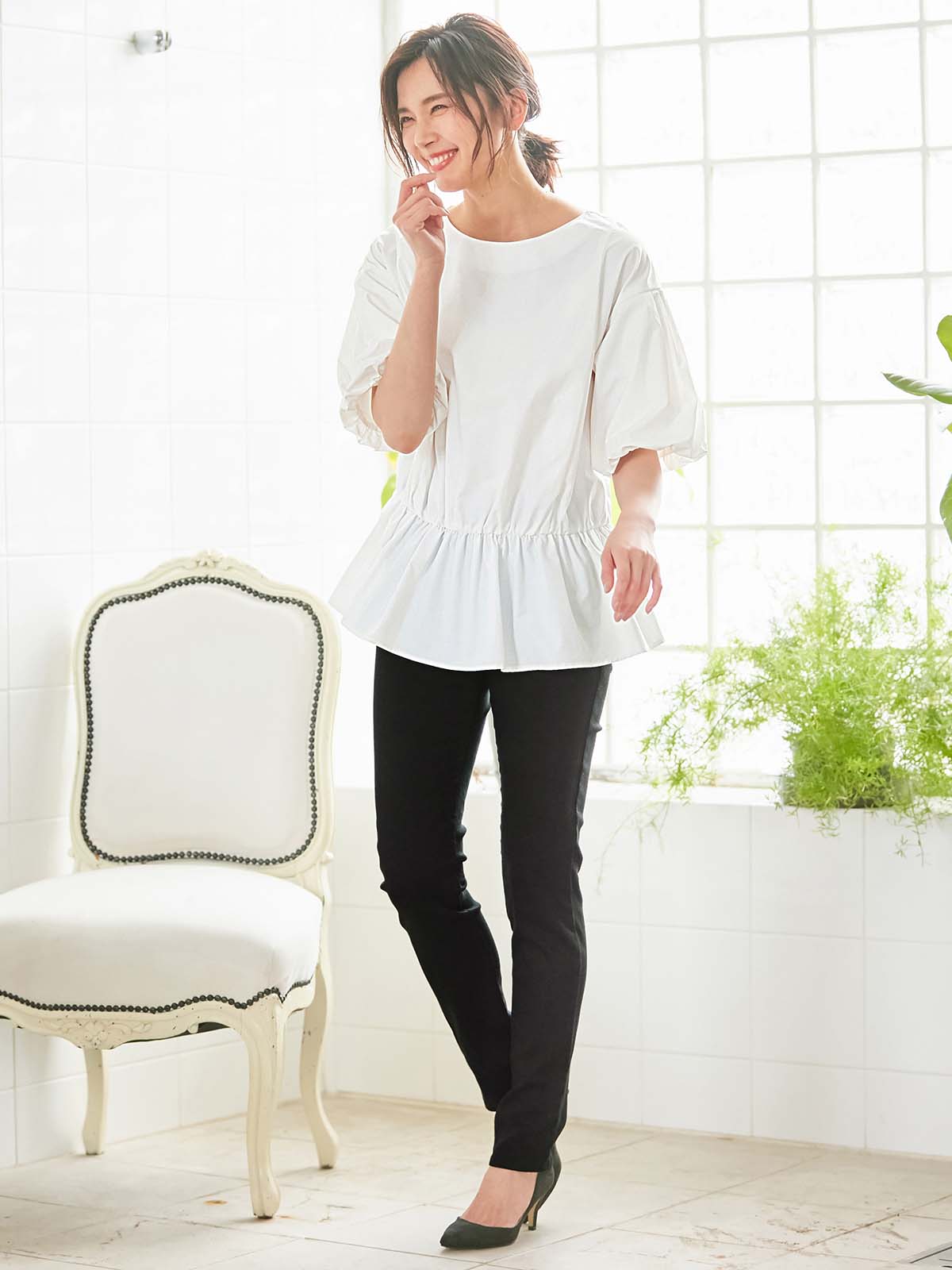 マタニティ パンツ|【産後用】ママと開発した産後サポートVパンツハイストレッチスキニー|ブラック