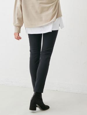 マタニティ パンツ|【産後用】【あったか】ママと開発した産後サポートV裏フェルトタッチ起毛スキニーパンツ|ブラック