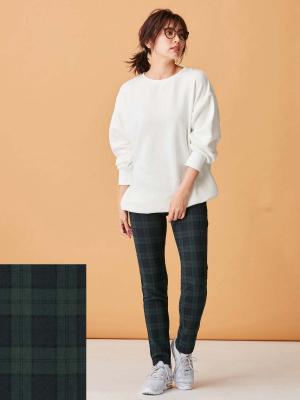 マタニティ パンツ|【産後用】【あったか】ママと開発した産後サポートV裏フェルトタッチ起毛スキニーパンツ|ブラックウォッチ