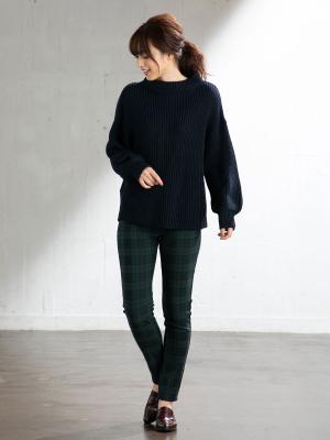 マタニティ パンツ|【産後用】【あったか】ママと開発した産後サポートV裏フェルトタッチ起毛スキニーパンツ|ブラックウォッチ