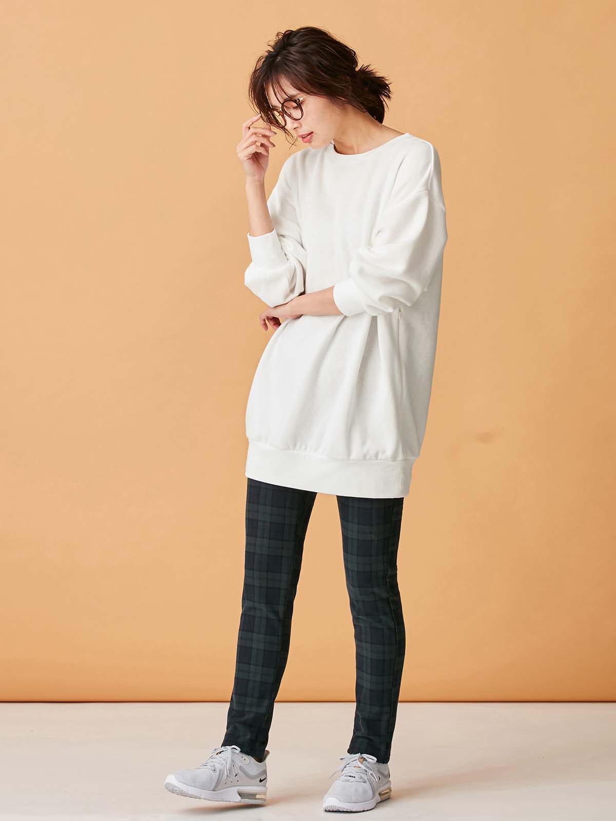 マタニティ パンツ|【産後用】【あったか】ママと開発した産後サポートV裏フェルトタッチ起毛スキニーパンツ|ブラックウォッチ