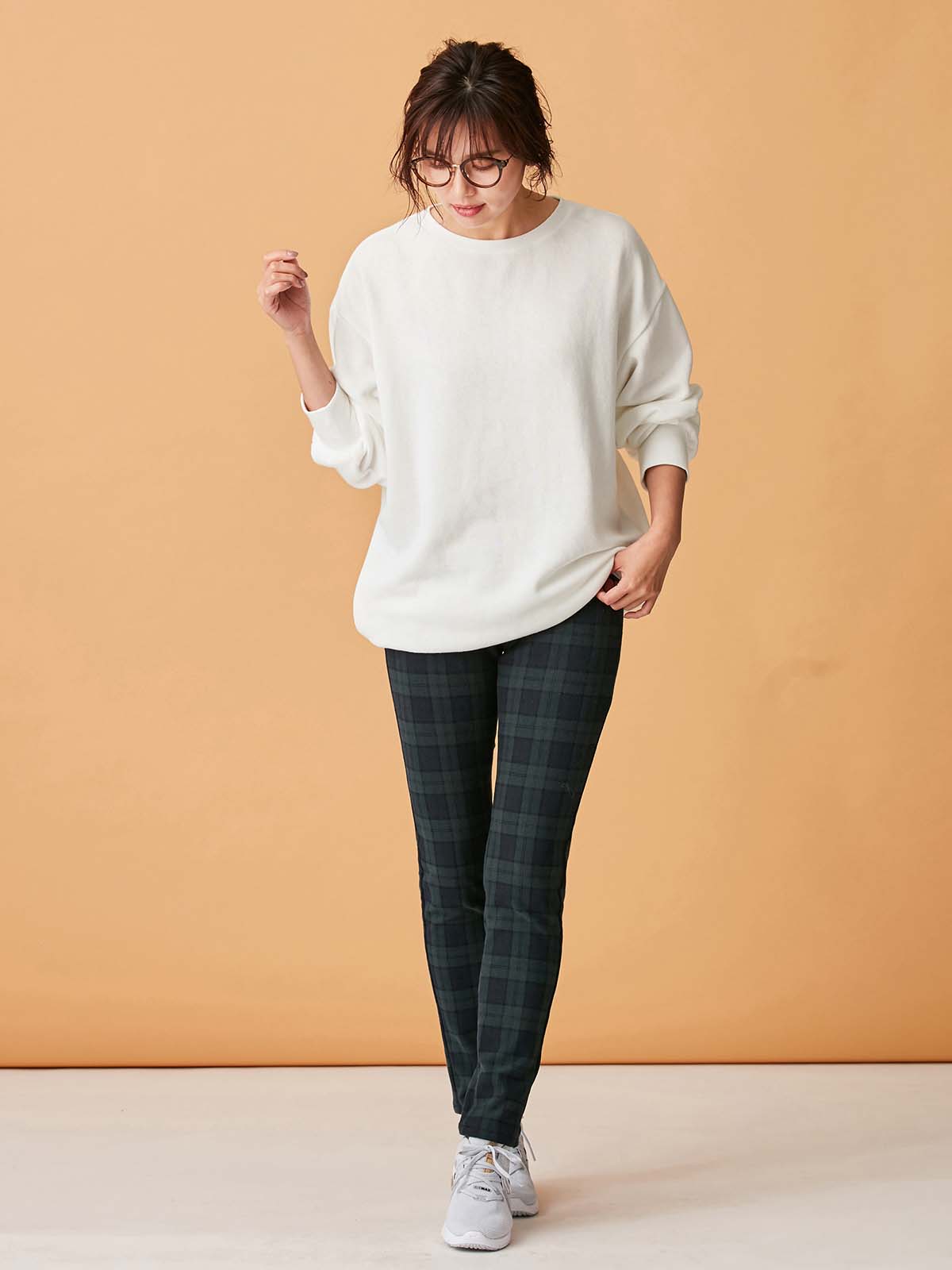 マタニティ パンツ|【産後用】【あったか】ママと開発した産後サポートV裏フェルトタッチ起毛スキニーパンツ|ブラックウォッチ