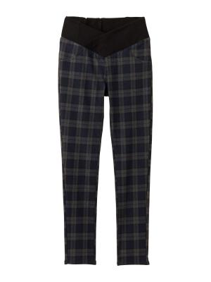 マタニティ パンツ|【産後用】【あったか】ママと開発した産後サポートV裏フェルトタッチ起毛スキニーパンツ|ブルーチェック