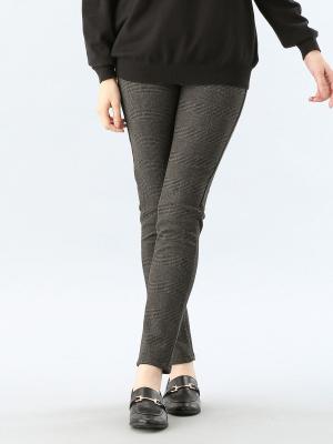 マタニティ パンツ|【産後用】【あったか】ママと開発した産後サポートV裏フェルトタッチ起毛スキニーパンツ|グレンチェック